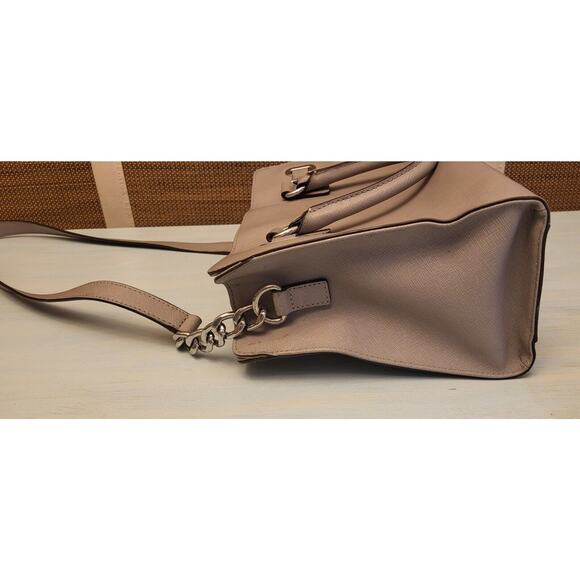 Michael Kors Hamilton Gray Leather Satchel Handbag Purse Silver Hardware - Picture 7 of 16